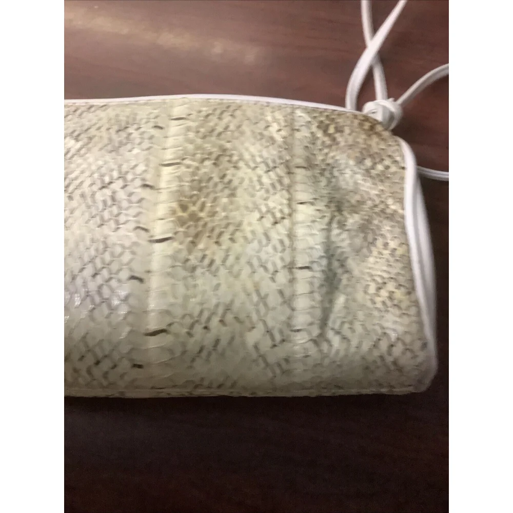 LORD & TAYLOR Ivory Leather & Snakeskin Shoulder Bag-B130